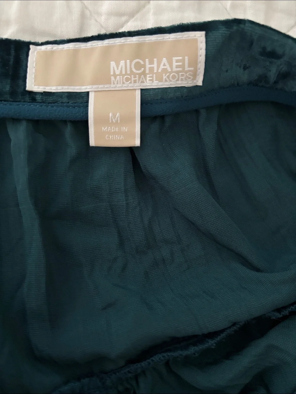 Michael Kors Dark Teal Tiered Velvet Maxi Skirt